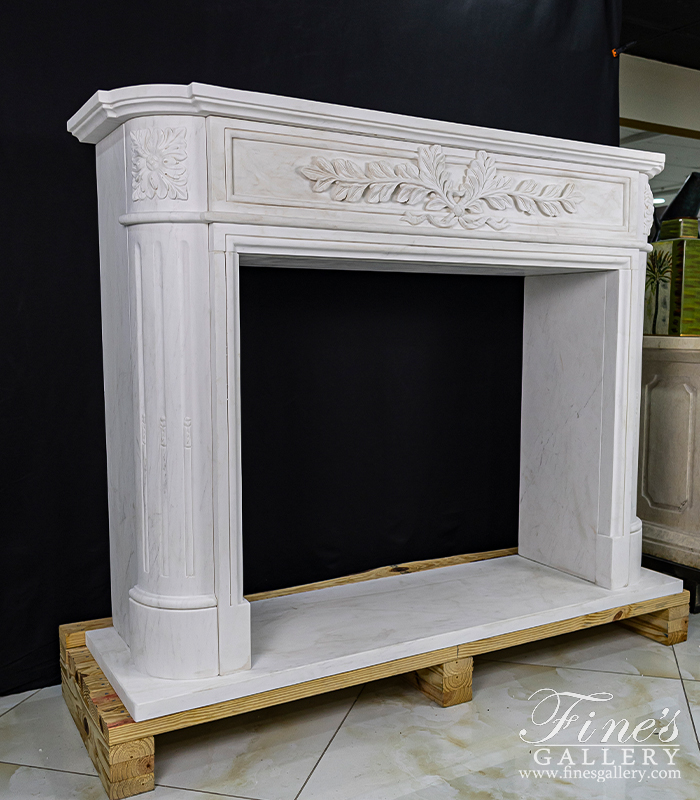 Marble Fireplaces  - Imported Regency Style Fireplace Mantel In Statuary White Marble - MFP-2495